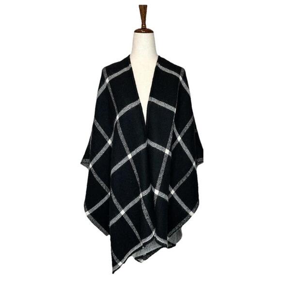 Lauren Ralph Lauren Accessories - Lauren Ralph Lauren Herringbone Windowpane Reversible Kimono Wrap Soft Cozy OS